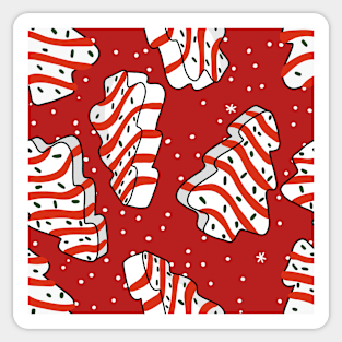 Red Christmas Tree Cake Sticker